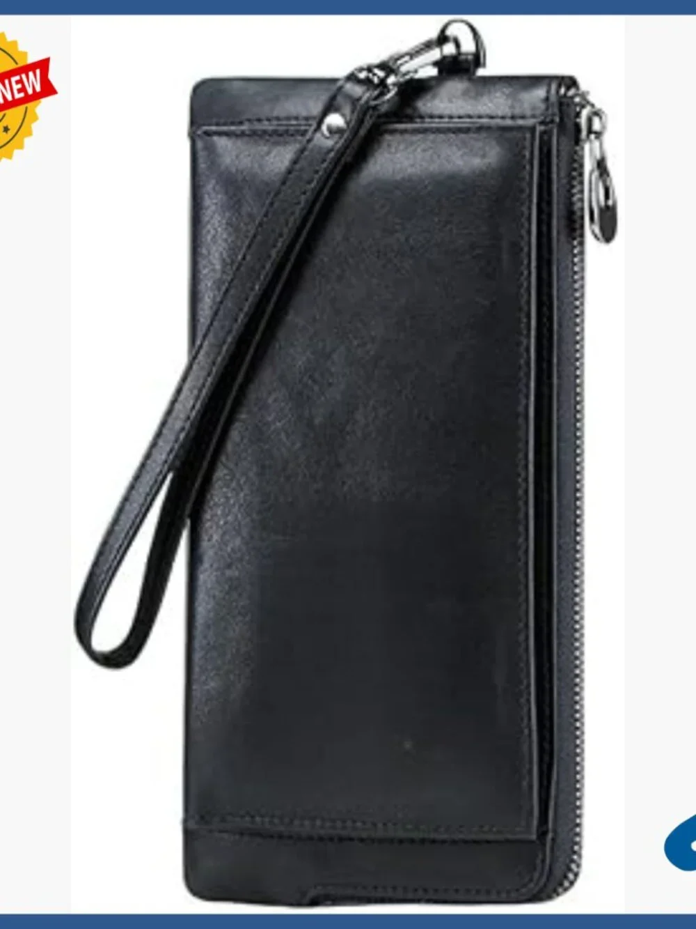 Genuine Leather Long Bifold Wallet Large Capacity Multi Card Slots Zipper Pocket